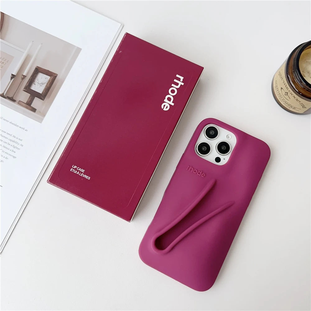INS Soft Rhode Case for iPhone 14 12 11 13 15 16 Pro Max Plus Lipstick Silicone Portable Lip Gloss Holder Cover Funda with Box