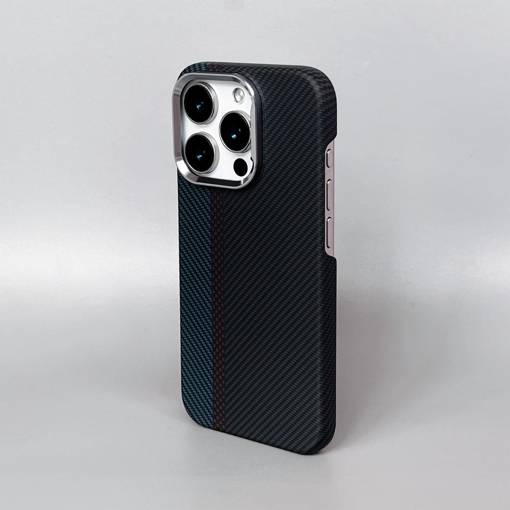 Hard Carbon Fiber Phone Case for iPhone 16 15 14 17 Pro Max 17 Pro/ Max Wireless Charging Alloy Lens Magnetic Protective Cover