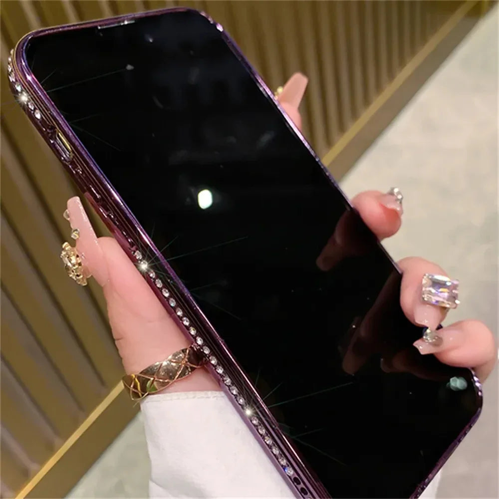New Fashion Glitter Diamond Transparent Case For iPhone 16 15 14 13 17 12 Pro Max 16 Plus Magnetic Wireless Charge Bumper Cover