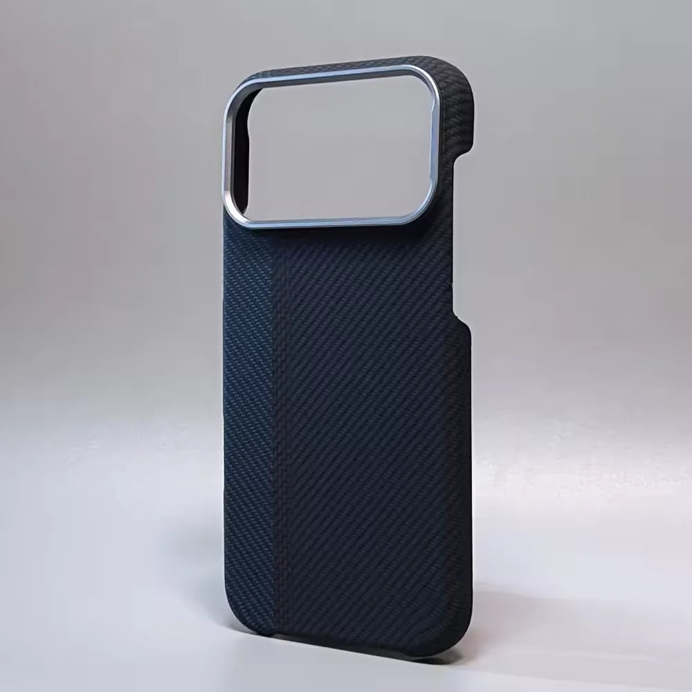 Luxury Carbon Fiber Texture Magnetic Phone Case for IPhone 17 14 15 16 Pro Max 17Po 17Air Alloy Lens Ultra Thin Hard PC Cover