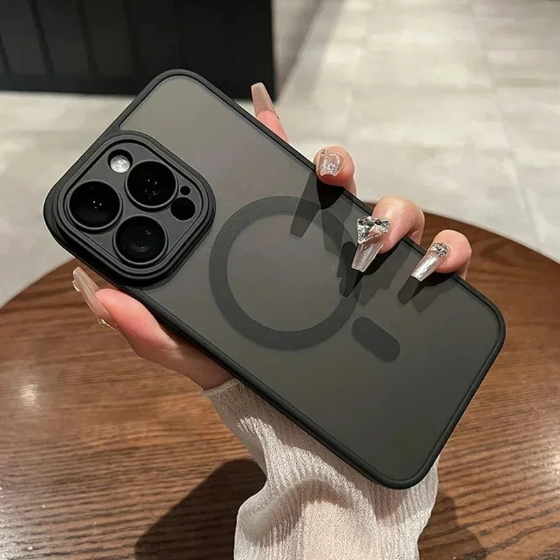 Original Case For iPhone 17 Air 16 15 14 13 12 11 Pro Max Plus For Magsafe Magnetic Wireless Charge Lens Protector Matte Cover