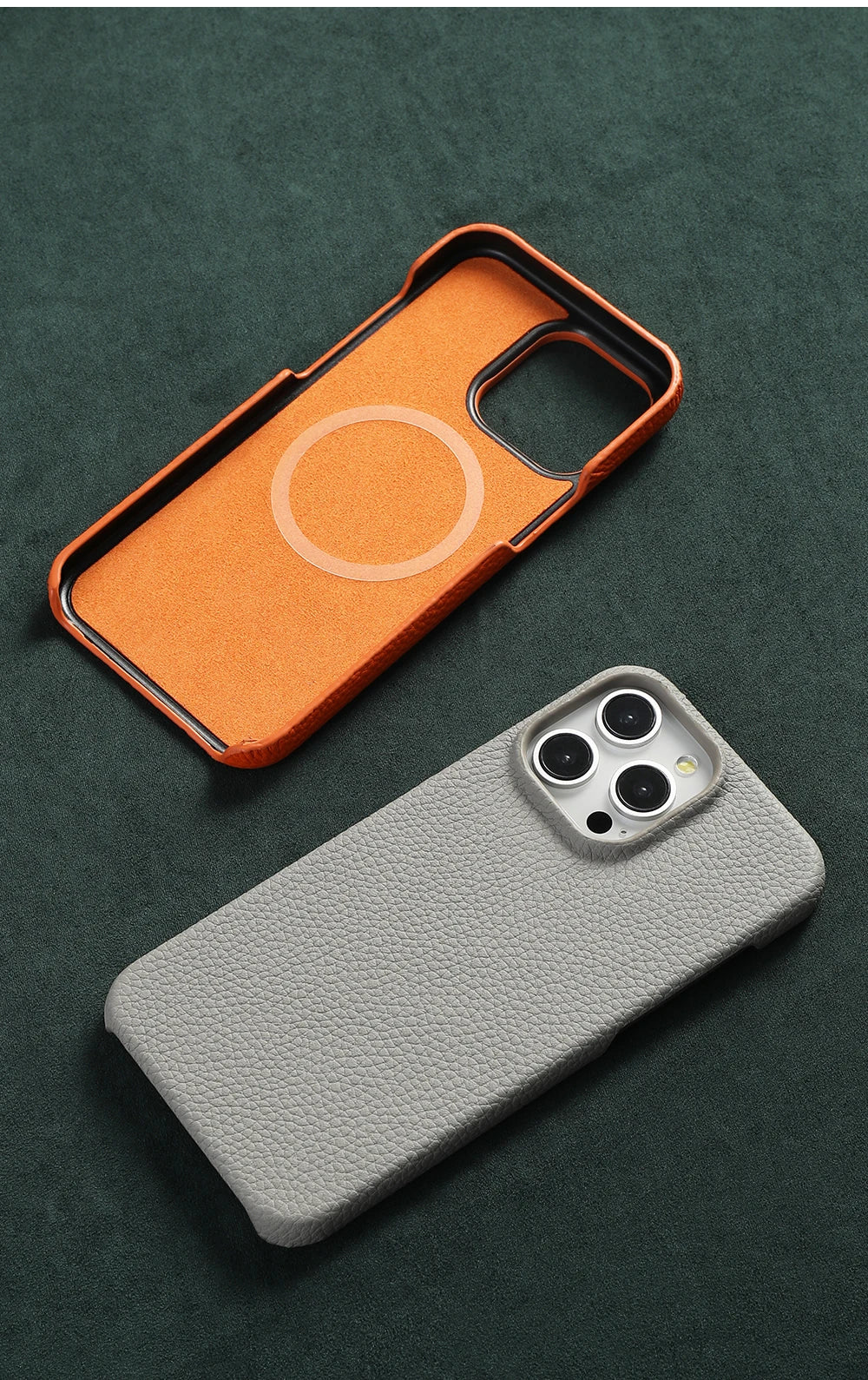 for Magsafe Case for iPhone 17 15 16 Pro Max Air 17Pro Natural Cowhide Lychee Leather Magnetic Protector Luxury Phone Back Cover