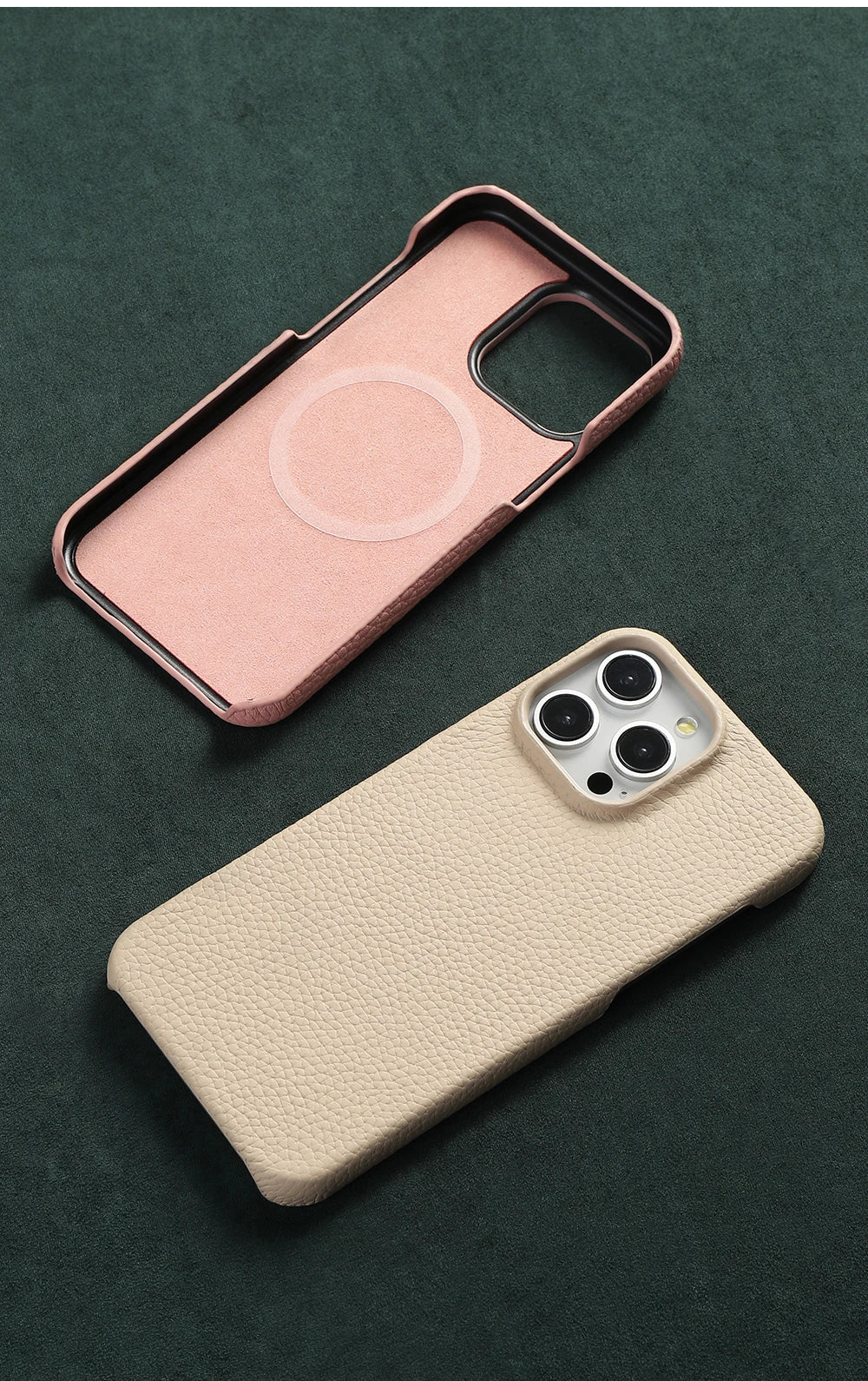 for Magsafe Case for iPhone 17 15 16 Pro Max Air 17Pro Natural Cowhide Lychee Leather Magnetic Protector Luxury Phone Back Cover