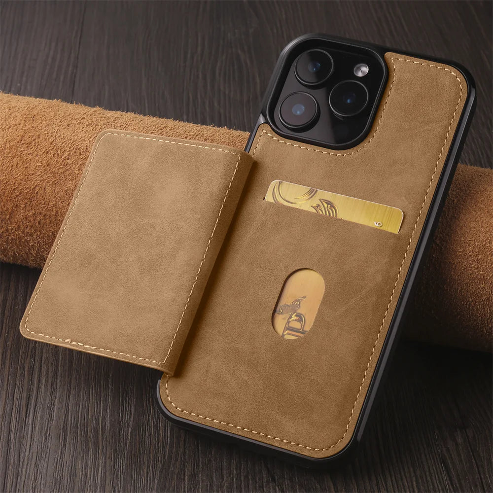 Luxury Leather Case For iPhone 16 15 14 13 12 11 Pro Max Case Cover For iPhone 16 15 14 Plus IP 16E 17 Air Phone Case Flip Cover