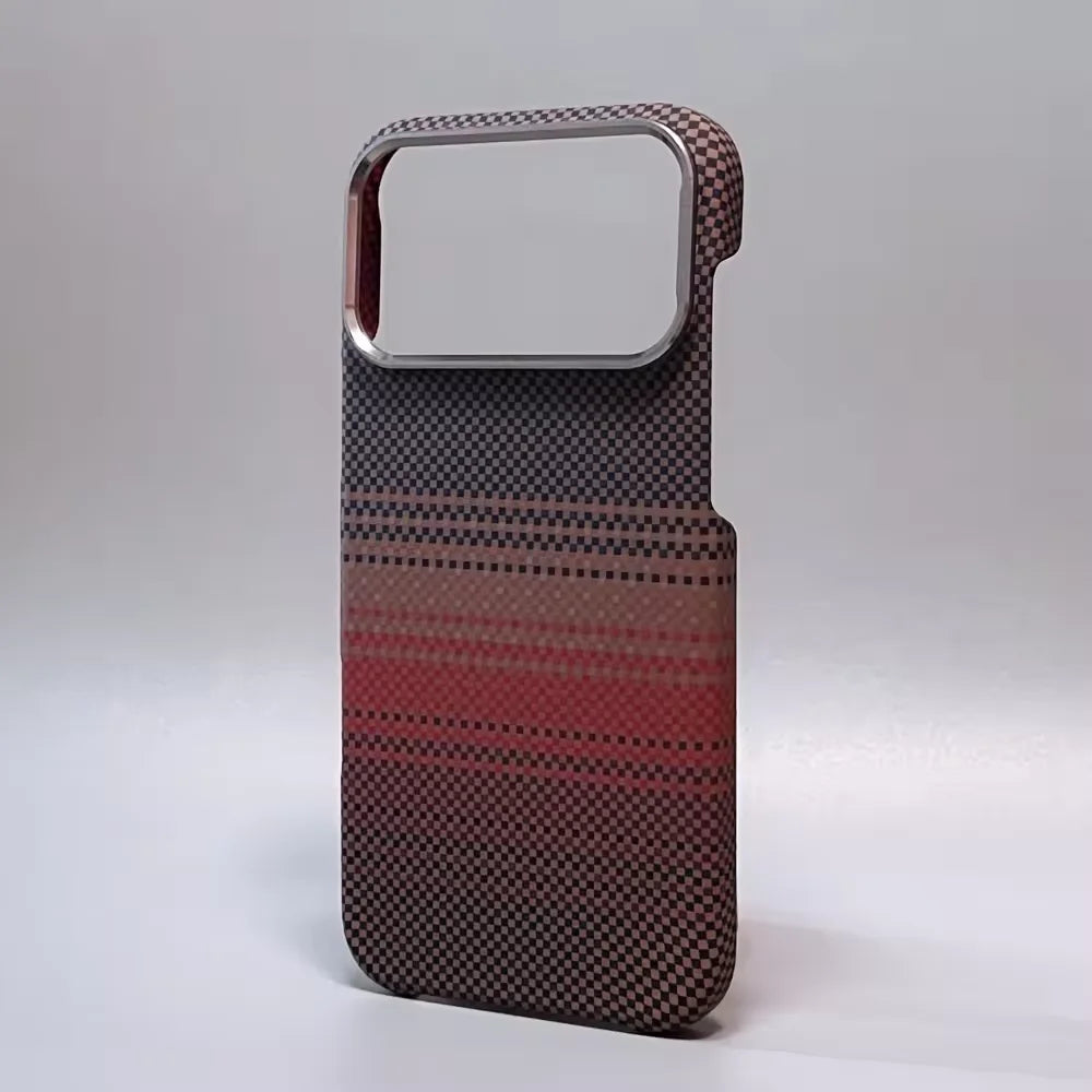 Luxury Carbon Fiber Texture Magnetic Phone Case for IPhone 17 14 15 16 Pro Max 17Po 17Air Alloy Lens Ultra Thin Hard PC Cover