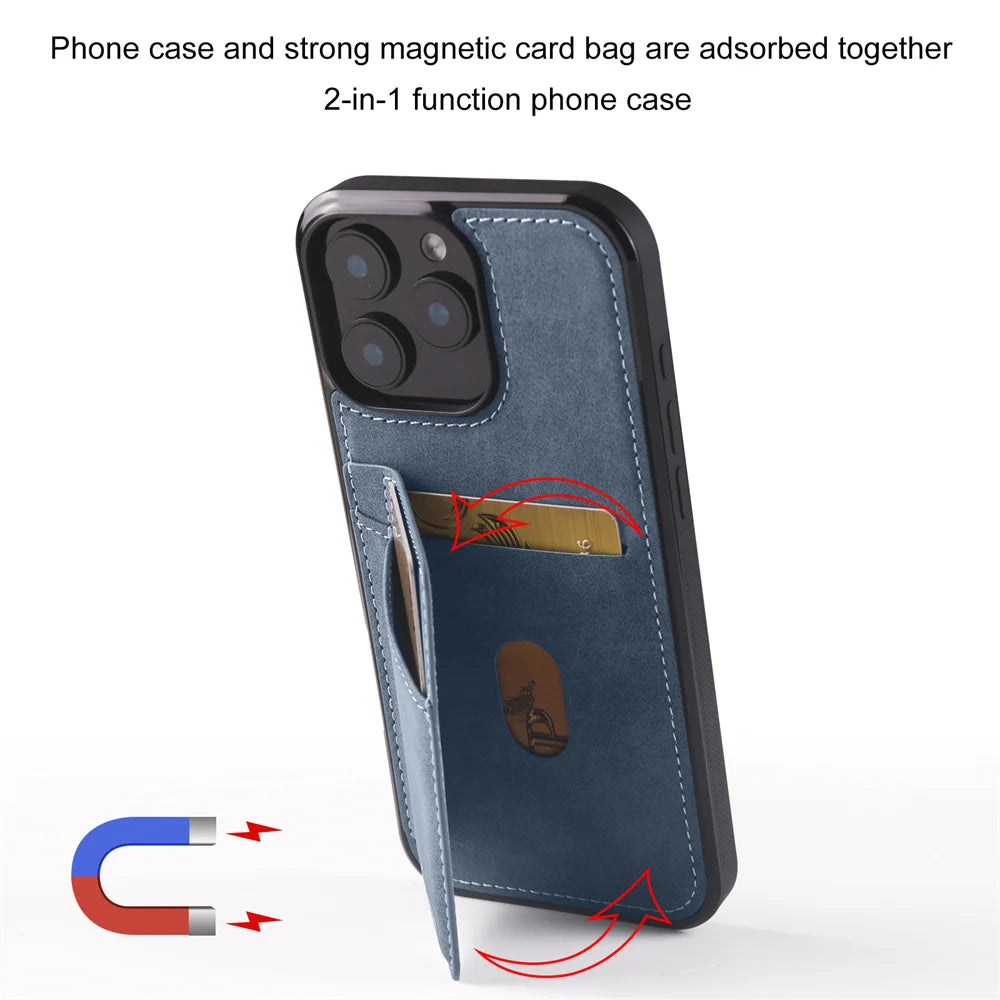 Luxury Leather Case For iPhone 16 15 14 13 12 11 Pro Max Case Cover For iPhone 16 15 14 Plus IP 16E 17 Air Phone Case Flip Cover