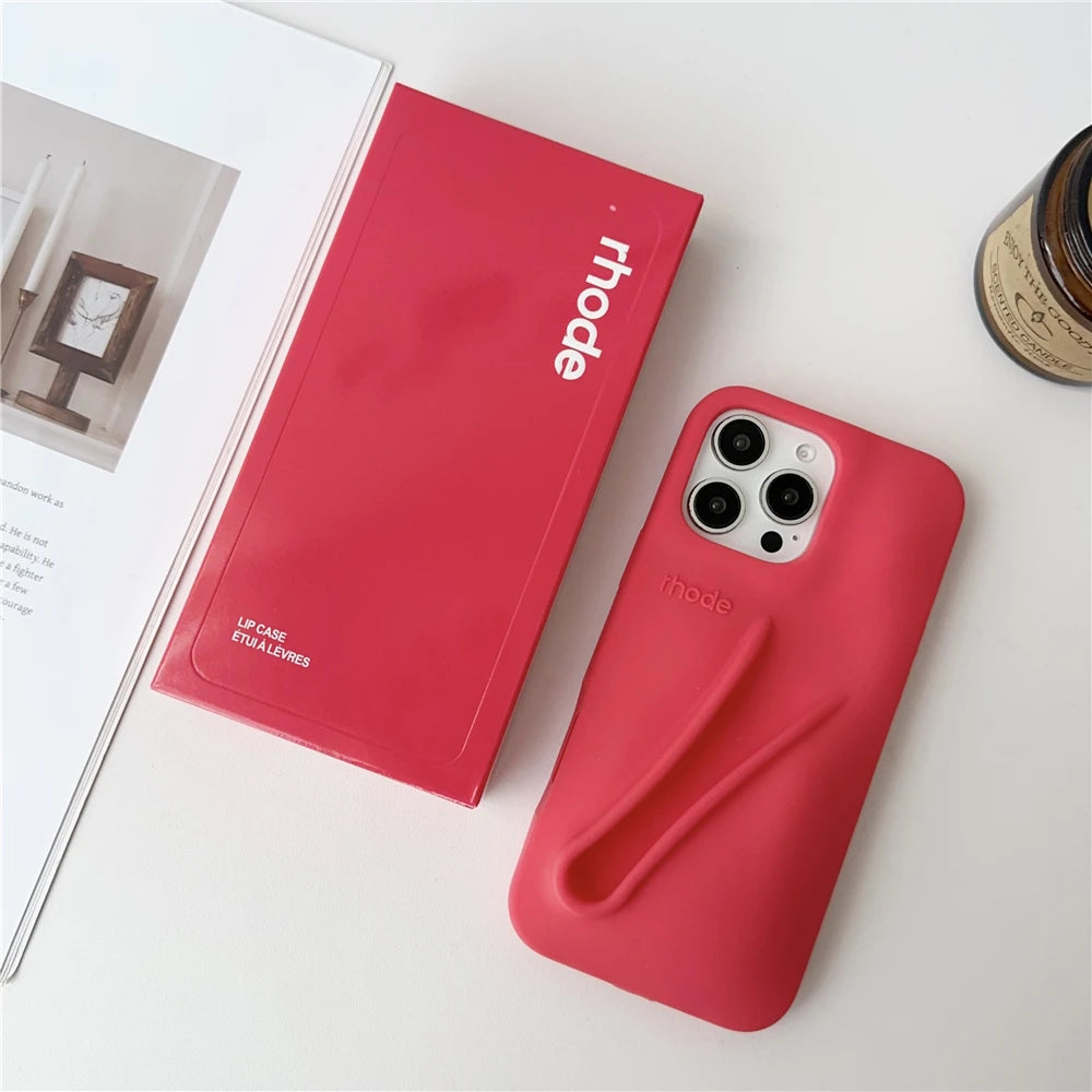 INS Soft Rhode Case for iPhone 14 12 11 13 15 16 Pro Max Plus Lipstick Silicone Portable Lip Gloss Holder Cover Funda with Box