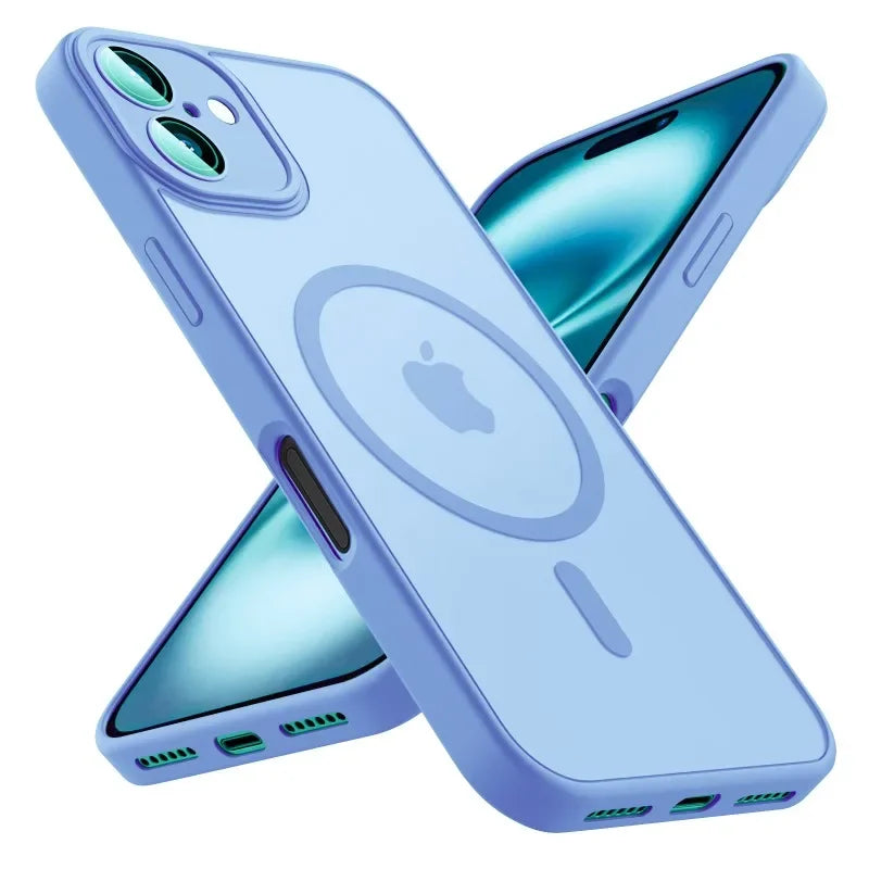 Luxury Frosted Phone Case For iPhone 17 16 15 14 13 12 11 Pro Max Plus 17 Air 16e For Magsafe Matte Transparent Magnetic Cover