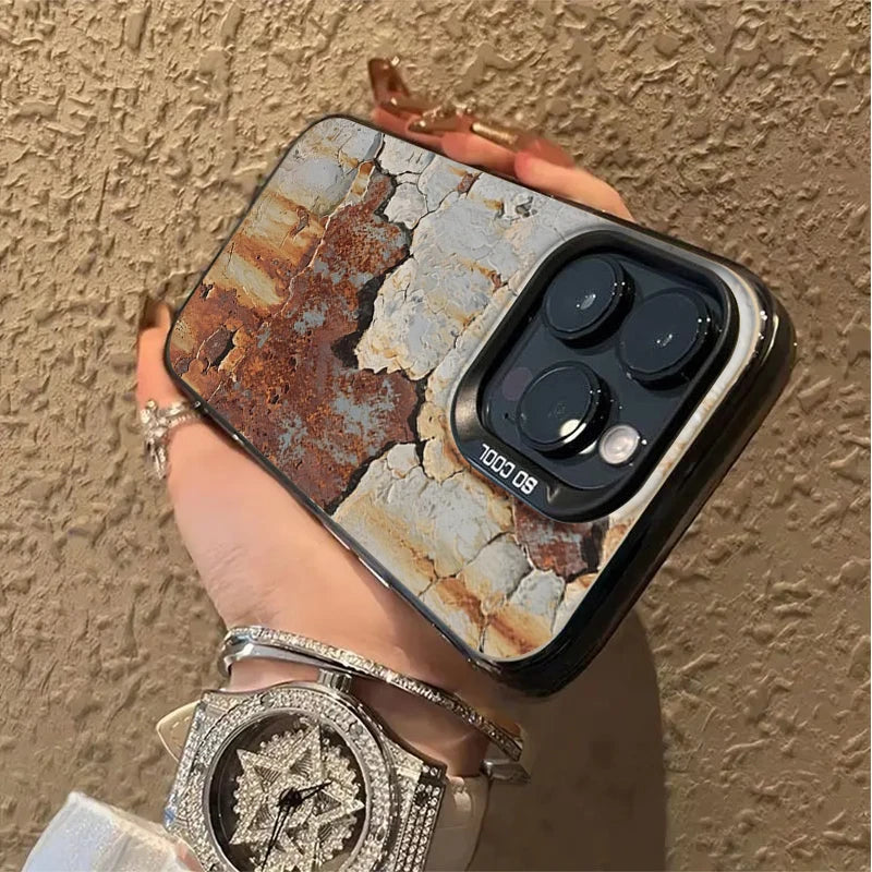 Retro Industrial Style Rusty Phone Case for IPhone 17 Air 16 15 14 13 12 11 Pro Max Anti Fall Matte Back Cover