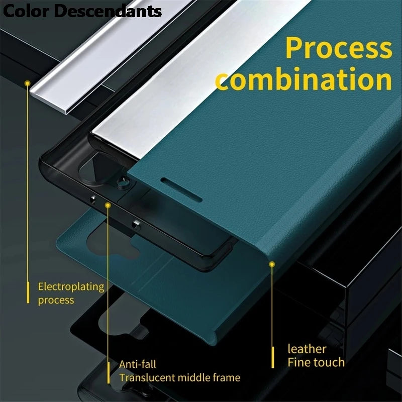 Funda For Samsung Galaxy S23 S22 S24 Ultra Case Leather Flip Plating Back Cover For Samsung S20 S21 FE Note 10 Plus 20 25 Ulltra