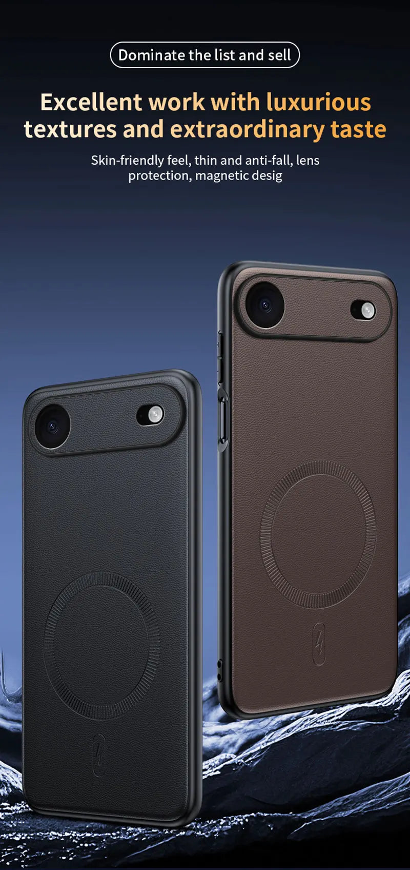 For Iphone 17 Air Case Magnetic Leather Shield Cover For Iphone 17 Air Anti-Fingerprint Non-Slip PC+TPU