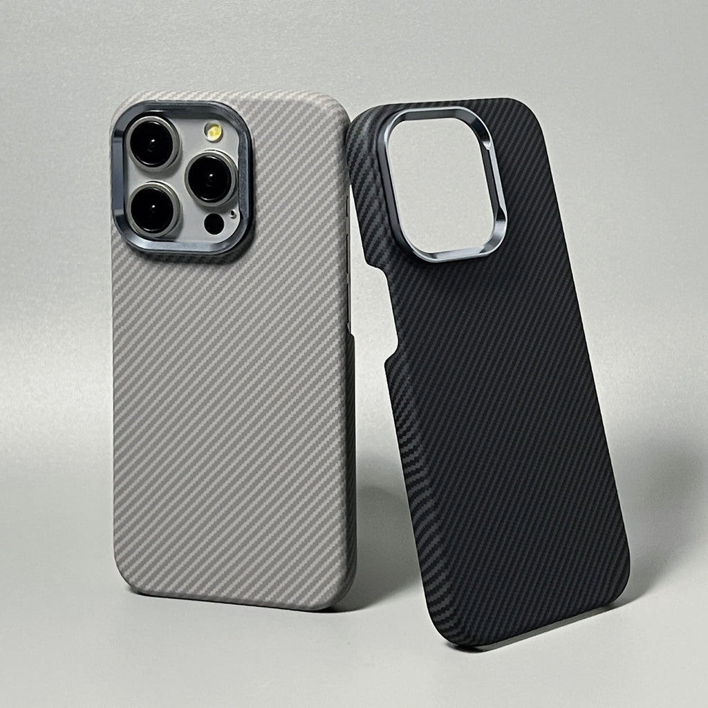 Hard Carbon Fiber Phone Case for iPhone 16 15 14 17 Pro Max 17 Pro/ Max Wireless Charging Alloy Lens Magnetic Protective Cover
