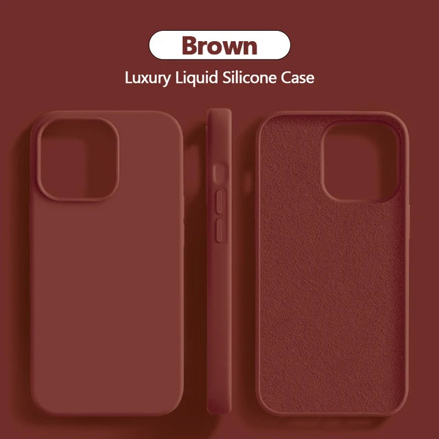 Luxury Liquid Silicone Case For iPhone 15 14 13 12 11 Pro Max Soft Cases For iPhone 12 13 mini X XR XS 8 7 Plus Shockproof Cover