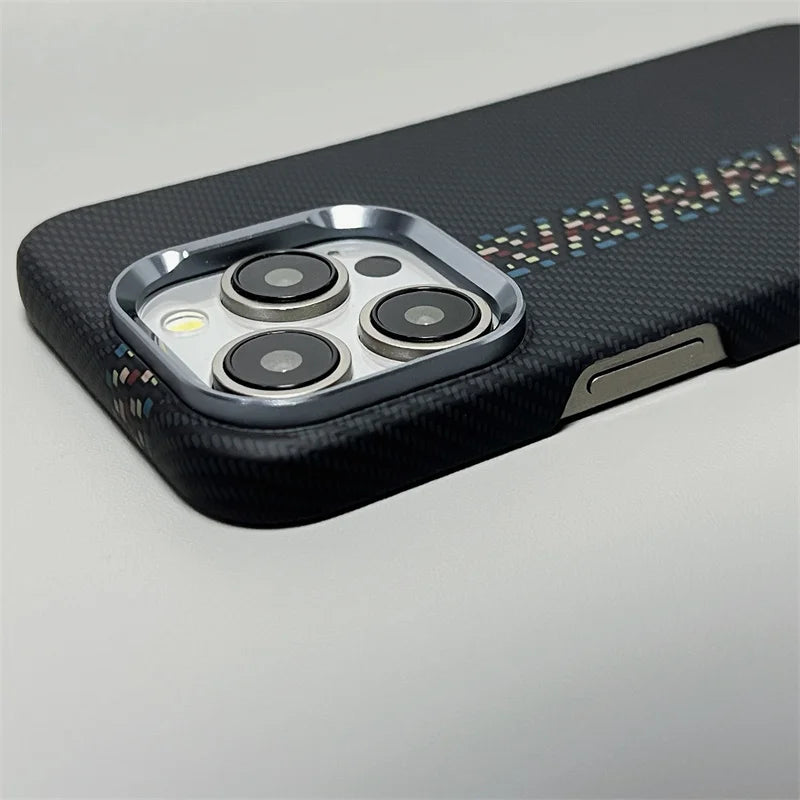Hard Carbon Fiber Phone Case for iPhone 16 15 14 17 Pro Max 17 Pro/ Max Wireless Charging Alloy Lens Magnetic Protective Cover