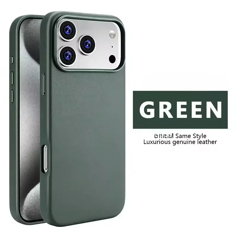 High-end Leather Phone Case for iPhone 17 Pro Max Air 16 15 Original Business Strong Magnetic Wireless Charging Protective Cover