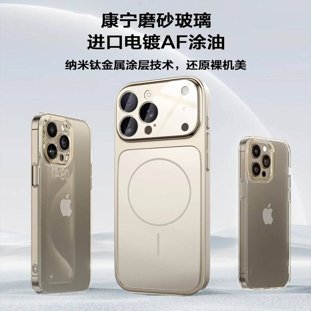 Original AG Nano Frosted Glass For Magsafe Phone Case For iPhone 17 Air 16 15 14 13 Pro Max Magnetic Wireless Charge Armor Cover