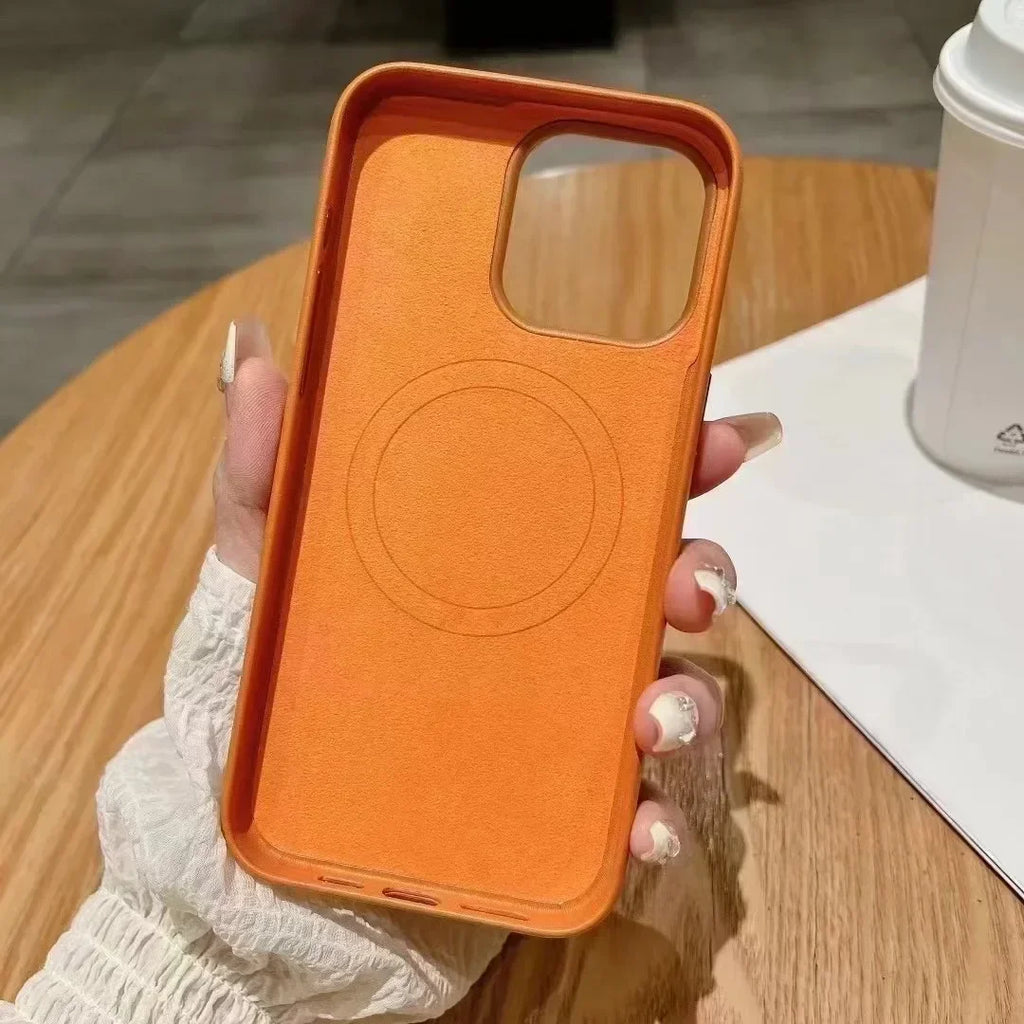 Luxury MagSafe Case for Apple iPhone 17 Pro Max 16 13 12 14 15 Plus Leather Official Style MacSafe Magnetic i Phone Cover Etui