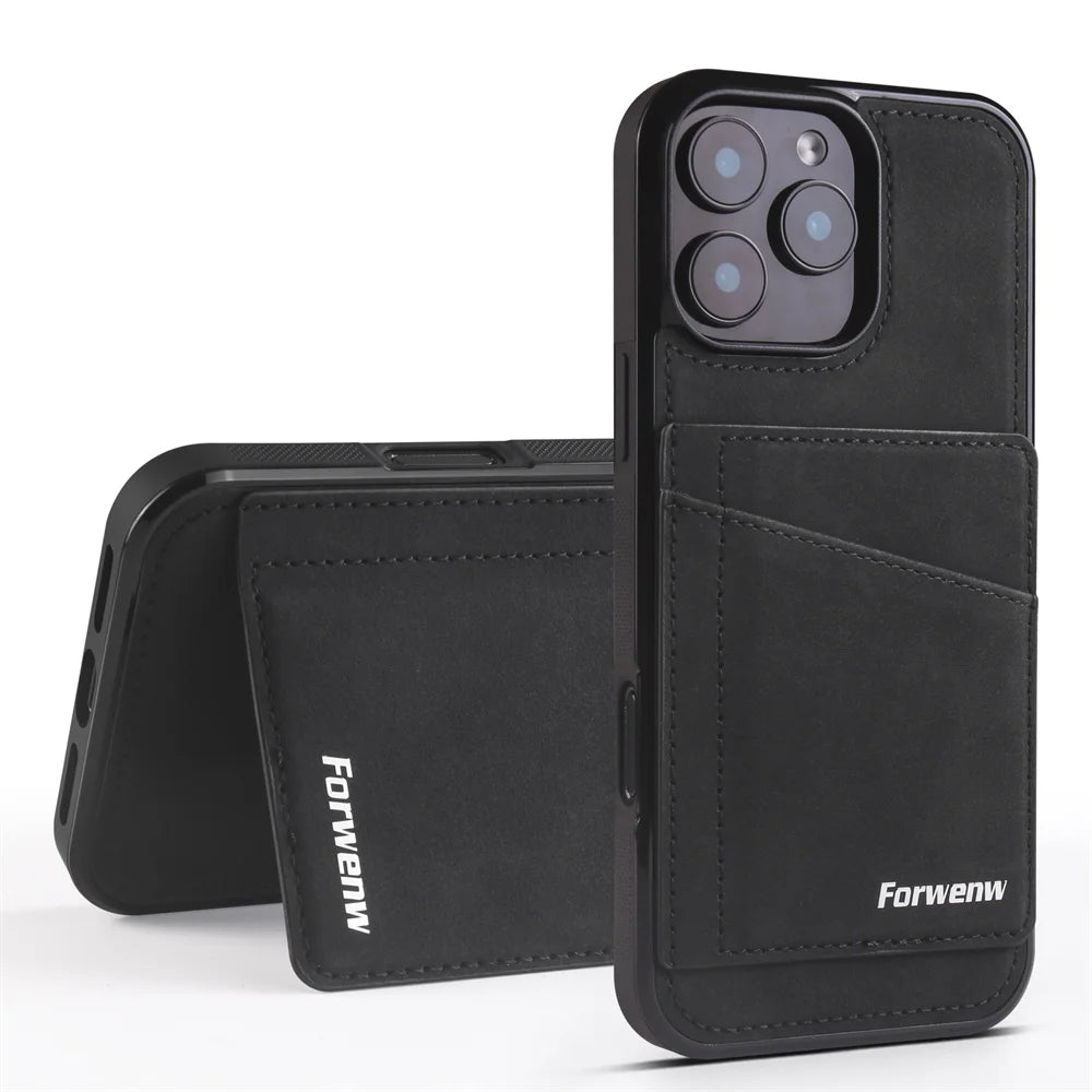 Luxury Leather Case For iPhone 16 15 14 13 12 11 Pro Max Case Cover For iPhone 16 15 14 Plus IP 16E 17 Air Phone Case Flip Cover