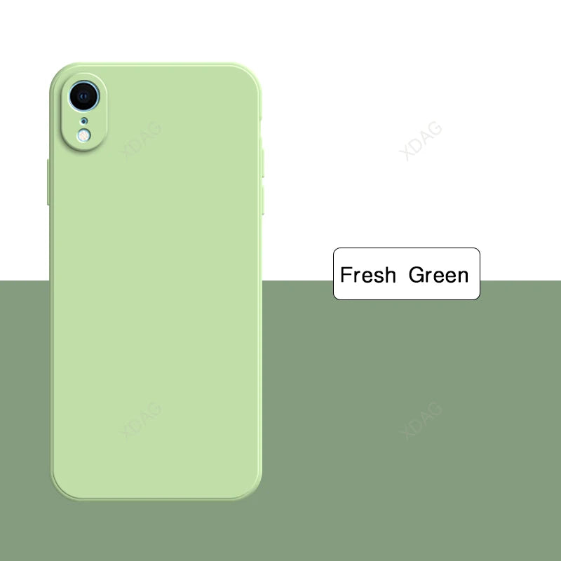 Original Square Phone Case for iPhone XR 5G Soft Back Cover Cute Liquid Silicone Shockproof Accessories Funda High Qualtiy Shell