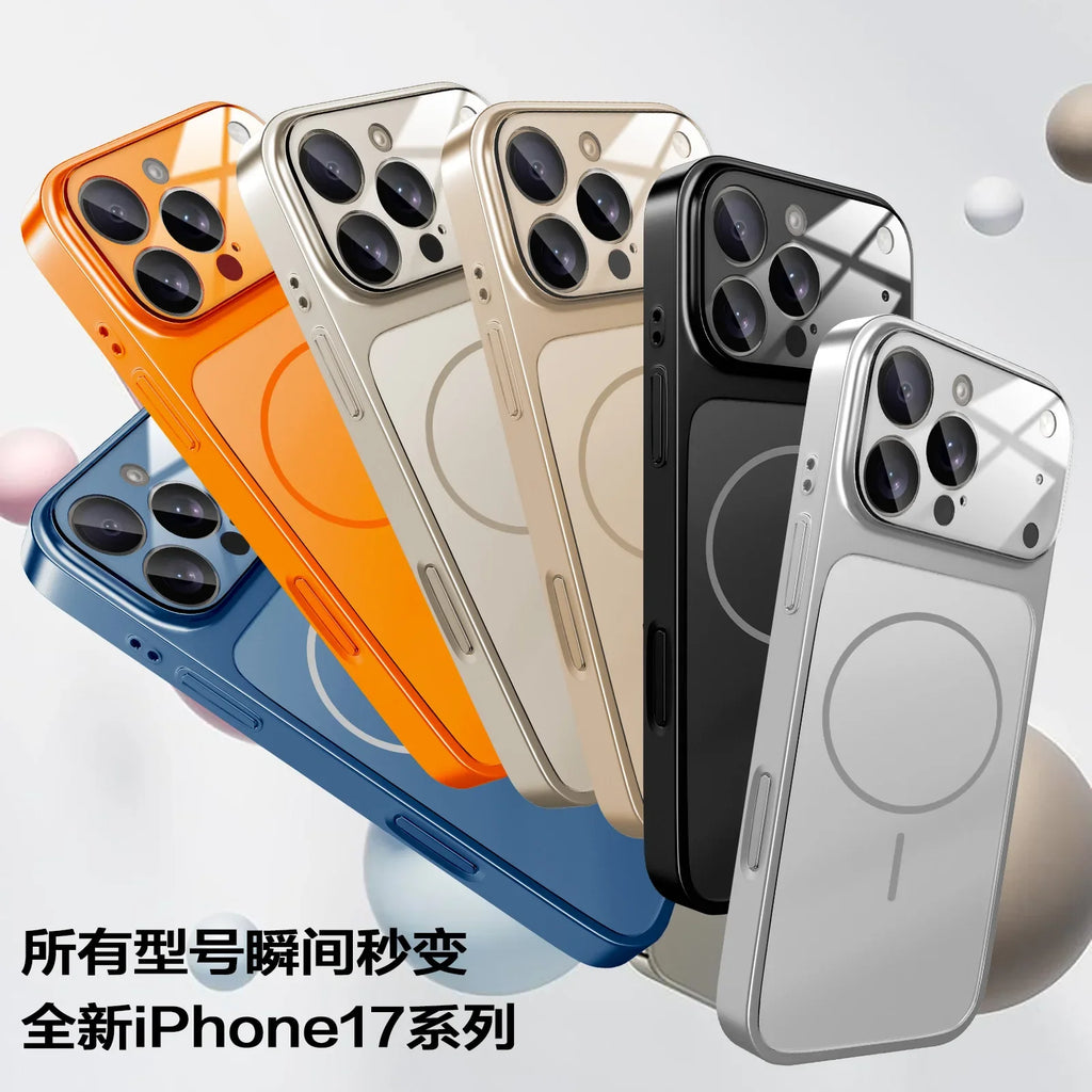 Original AG Nano Frosted Glass For Magsafe Phone Case For iPhone 17 Air 16 15 14 13 Pro Max Magnetic Wireless Charge Armor Cover