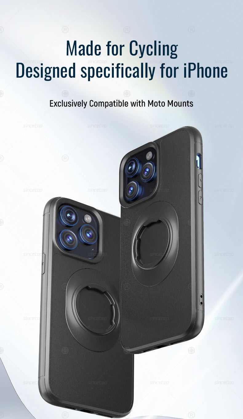 Shockproof Case for iPhone 17/16/15/14Plus/13/12/11Pro/XsMax/XR Quad-style Motorbike/Bike Holder/Car Mount with Lock-in Design