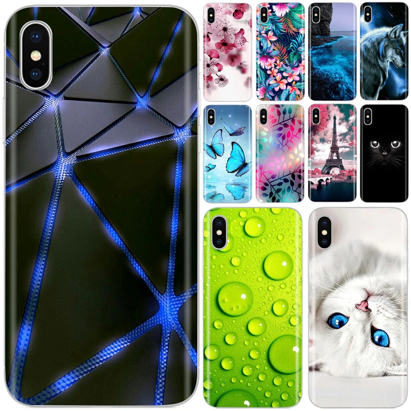 Cute Animal Flower Silicone Case for Iphone XR Case X Xs Max Simple Silicone Case for Iphone X Xs Max Xr Soft Cover Coque Shell