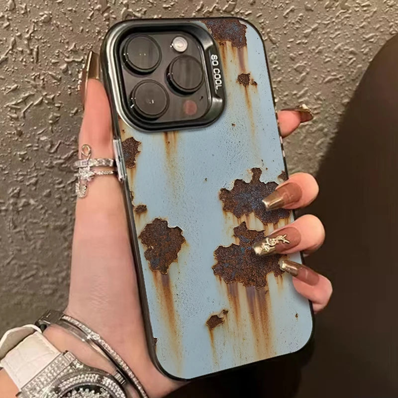 Retro Industrial Style Rusty Phone Case for IPhone 17 Air 16 15 14 13 12 11 Pro Max Anti Fall Matte Back Cover