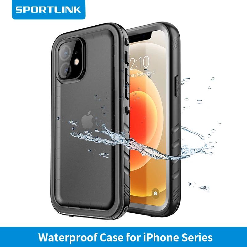 SPORTLINK Waterproof Case for iPhone 14 16 13 11 15 17 Pro Max SE 2nd 2020 3rd 2022 X 7 8 Shockproof Built-in Screen Protector