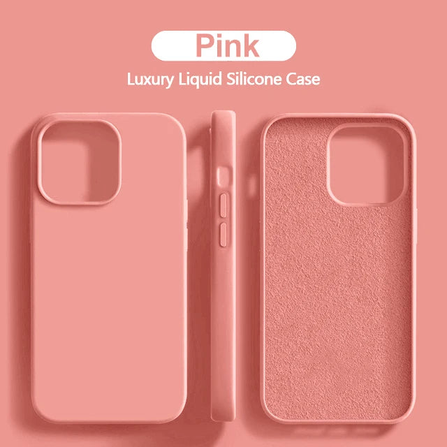 Luxury Liquid Silicone Case For iPhone 15 14 13 12 11 Pro Max Soft Cases For iPhone 12 13 mini X XR XS 8 7 Plus Shockproof Cover