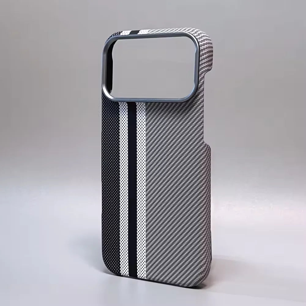 Luxury Carbon Fiber Texture Magnetic Phone Case for IPhone 17 14 15 16 Pro Max 17Po 17Air Alloy Lens Ultra Thin Hard PC Cover