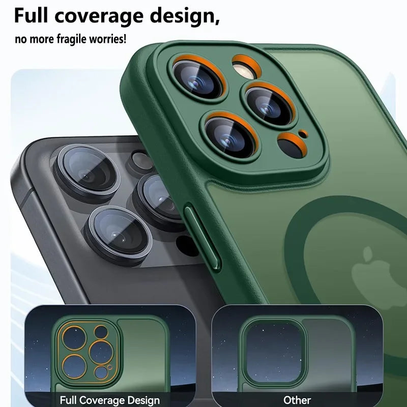 Luxury Frosted Phone Case For iPhone 17 16 15 14 13 12 11 Pro Max Plus 17 Air 16e For Magsafe Matte Transparent Magnetic Cover