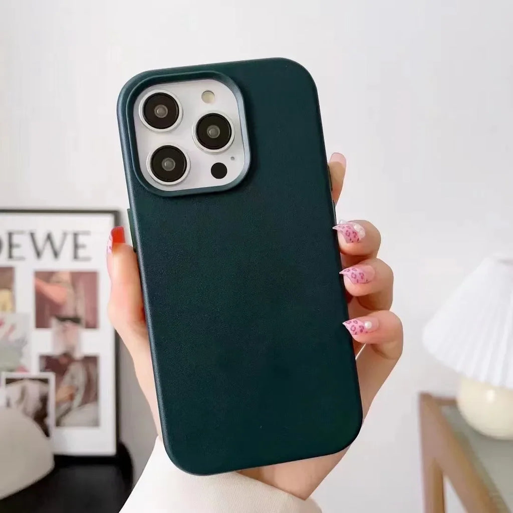 Luxury MagSafe Case for Apple iPhone 17 Pro Max 16 13 12 14 15 Plus Leather Official Style MacSafe Magnetic i Phone Cover Etui