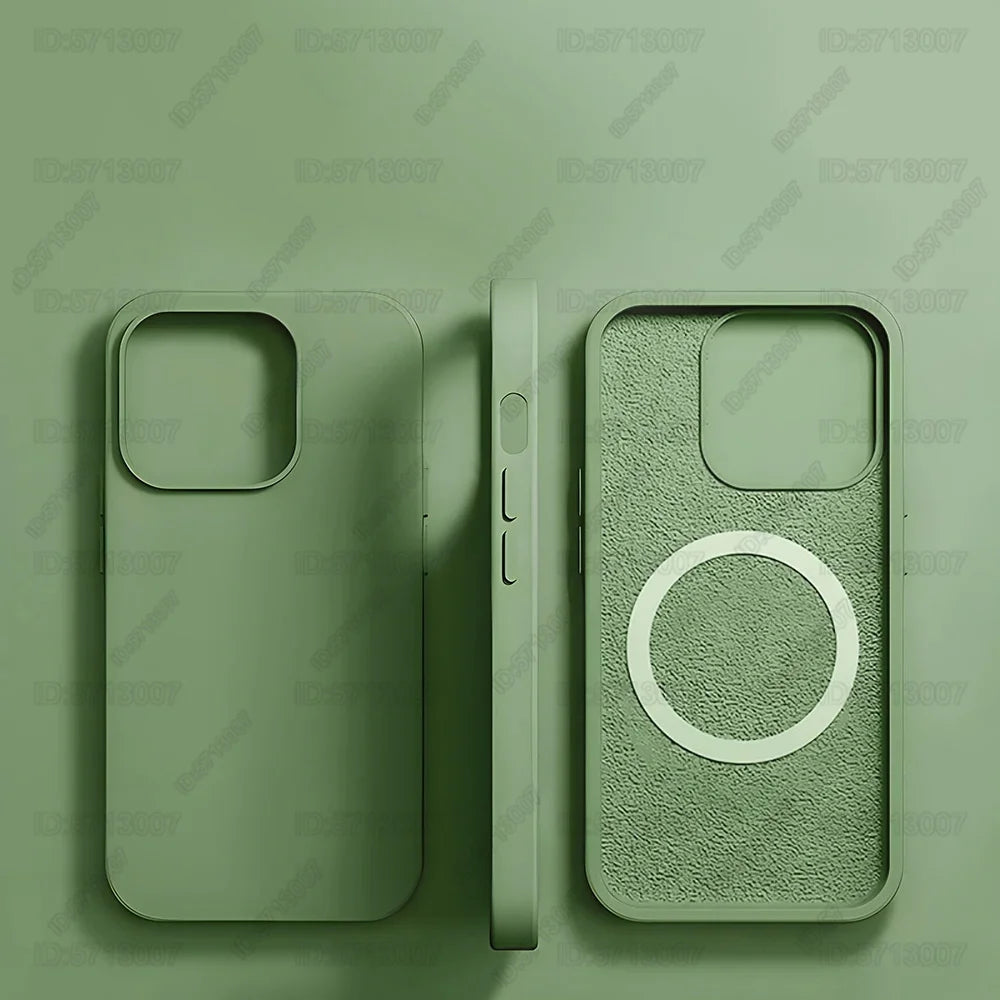 Magnetic Original Liquid Silicone Shockproof Case For iPhone 16 15 14 13 12 11 Pro Max 16 Plus For Magsafe Wireless Charge Cover