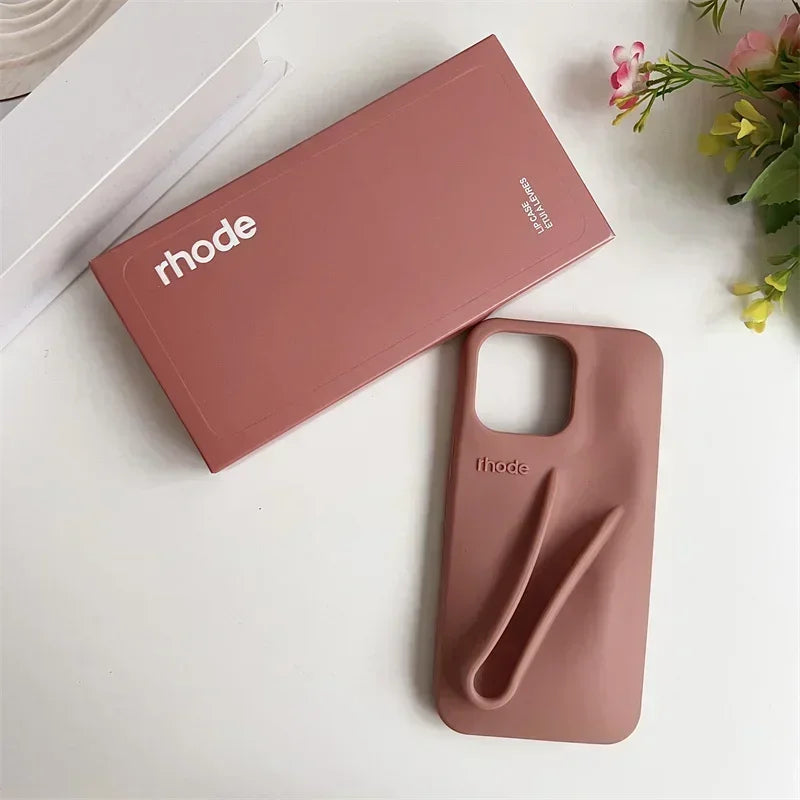 Lemontini Yellow Portable Lip Gloss Silicone Phone Case for IPhone 17 11 12 13 14 15 16 Pro Max Plus Lipstick Shockproof Cover﻿