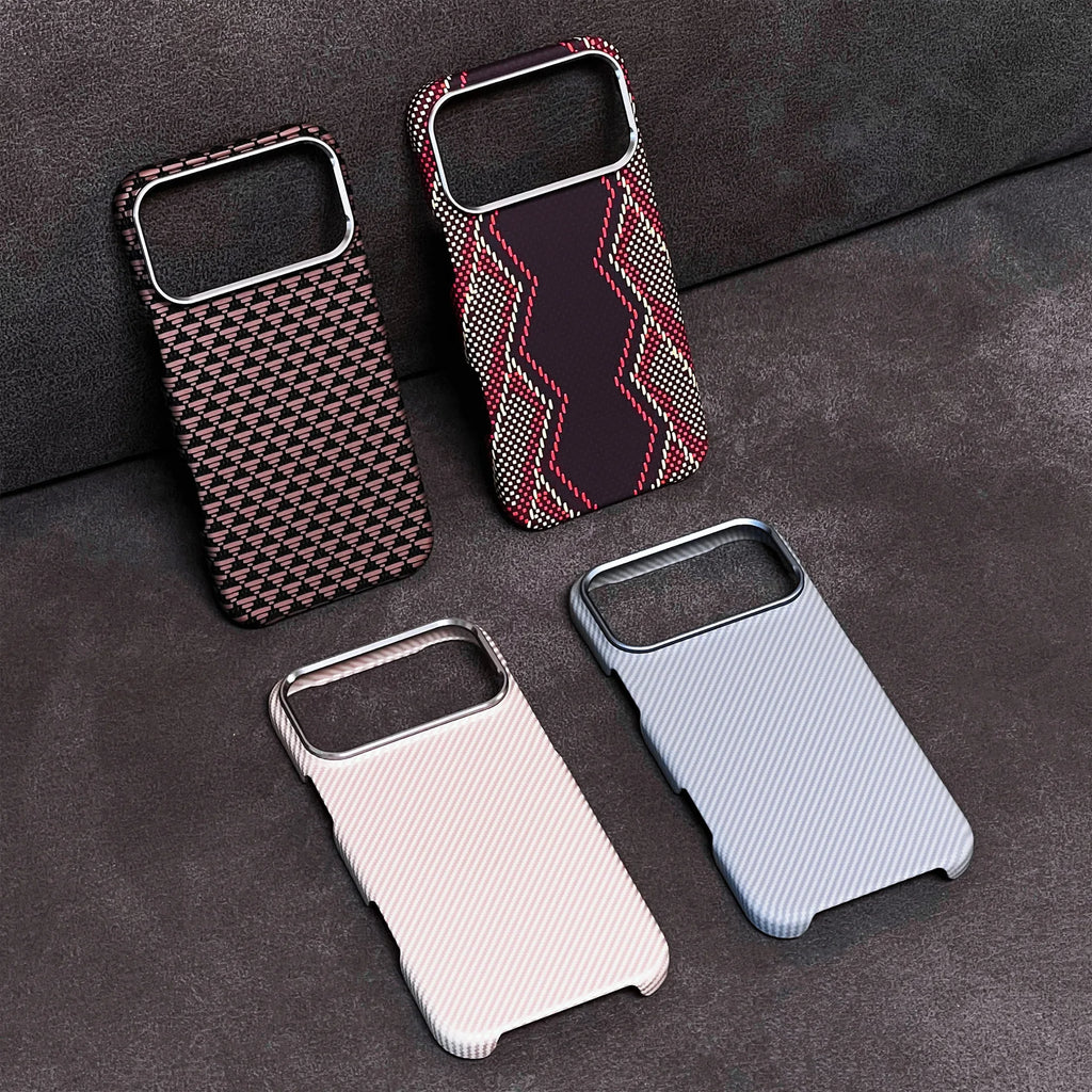 Luxury Carbon Fiber Texture Magnetic Phone Case for IPhone 17 14 15 16 Pro Max 17Po 17Air Alloy Lens Ultra Thin Hard PC Cover