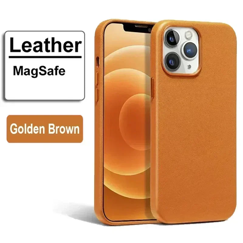 Luxury MagSafe Case for Apple iPhone 17 Pro Max 16 13 12 14 15 Plus Leather Official Style MacSafe Magnetic i Phone Cover Etui