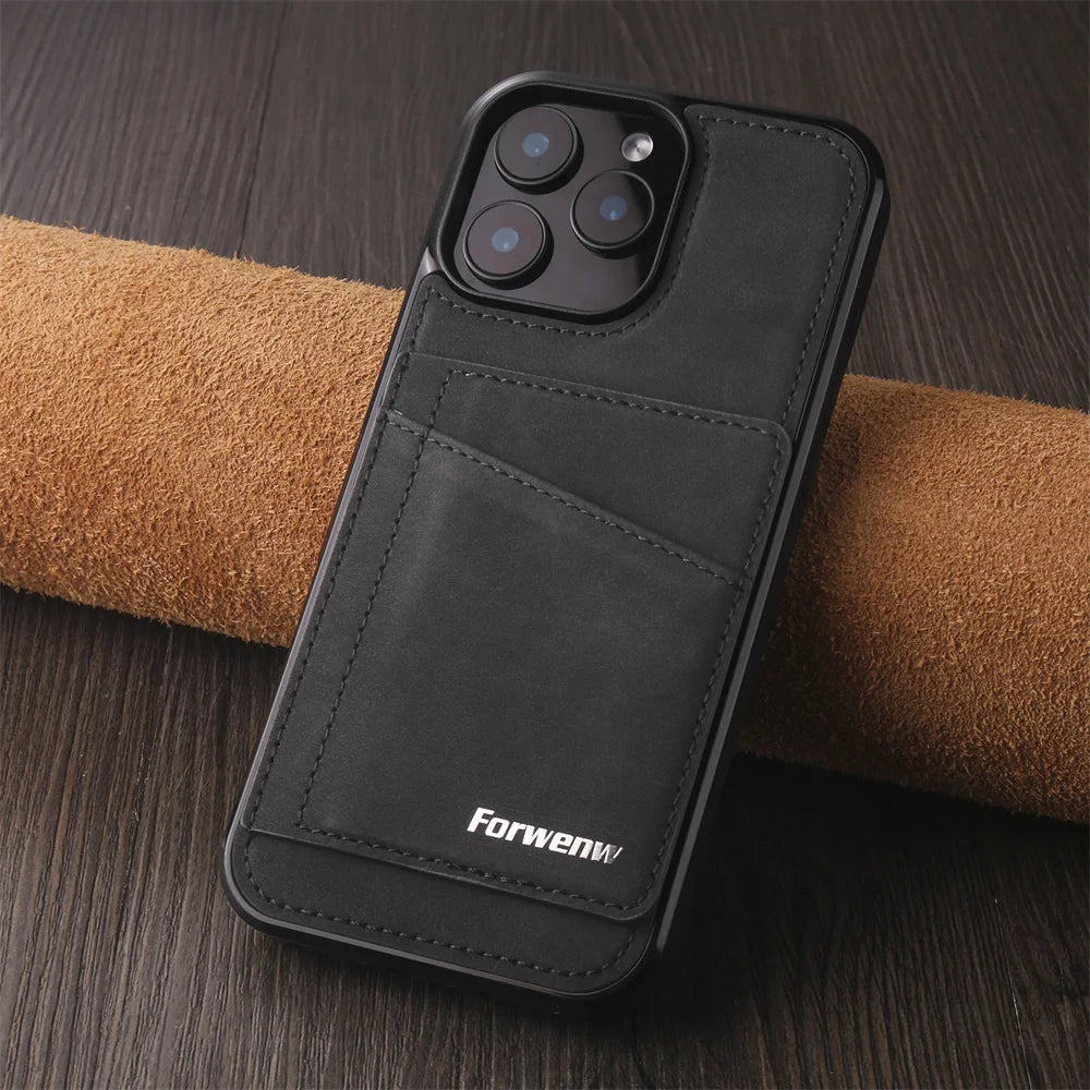 Luxury Leather Case For iPhone 16 15 14 13 12 11 Pro Max Case Cover For iPhone 16 15 14 Plus IP 16E 17 Air Phone Case Flip Cover
