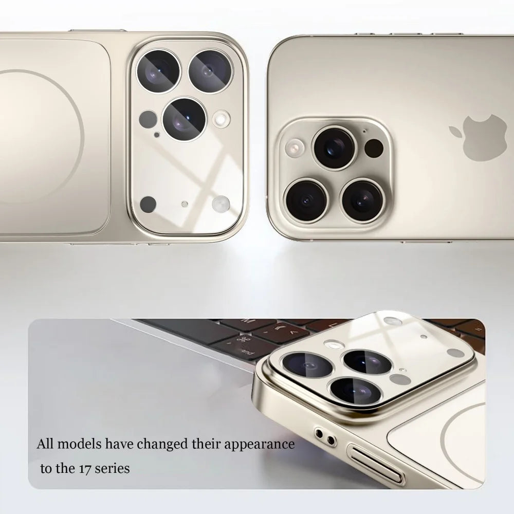 Original Glass Nano Matte Case For iPhone 17 Air 16 15 14 13 Pro Max 17Pro Magnetic For Magsafe Wireless Charging Armor Funda