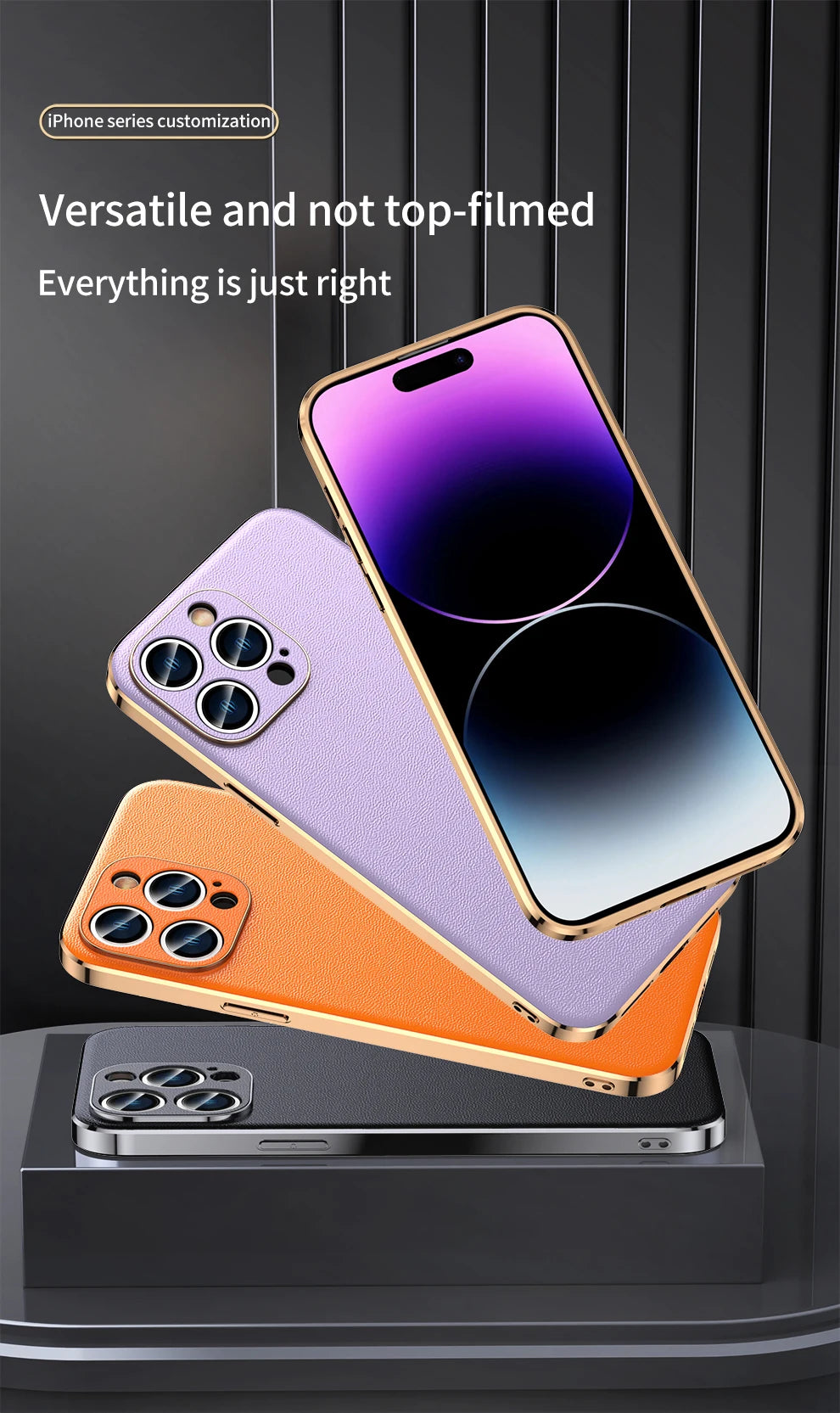 Genuine Cowhide Leather Phone Case for iPhone 16 14 11 12 13 15 Pro Max Plus 16Pro Luxury Plating Full Lens Protection Cover