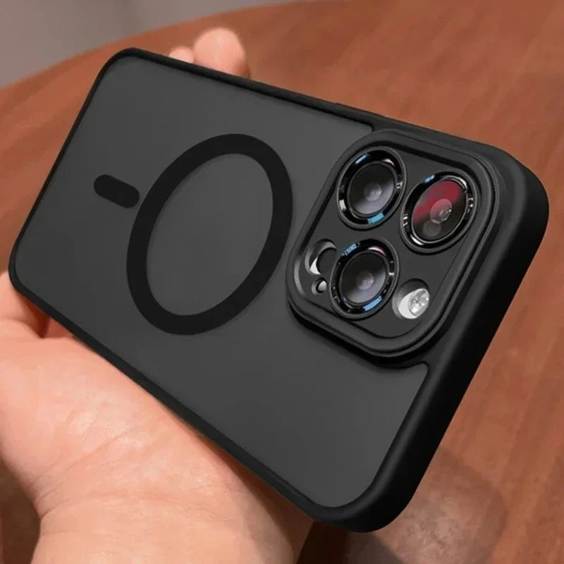 Original Case For iPhone 17 Air 16 15 14 13 12 11 Pro Max Plus For Magsafe Magnetic Wireless Charge Lens Protector Matte Cover