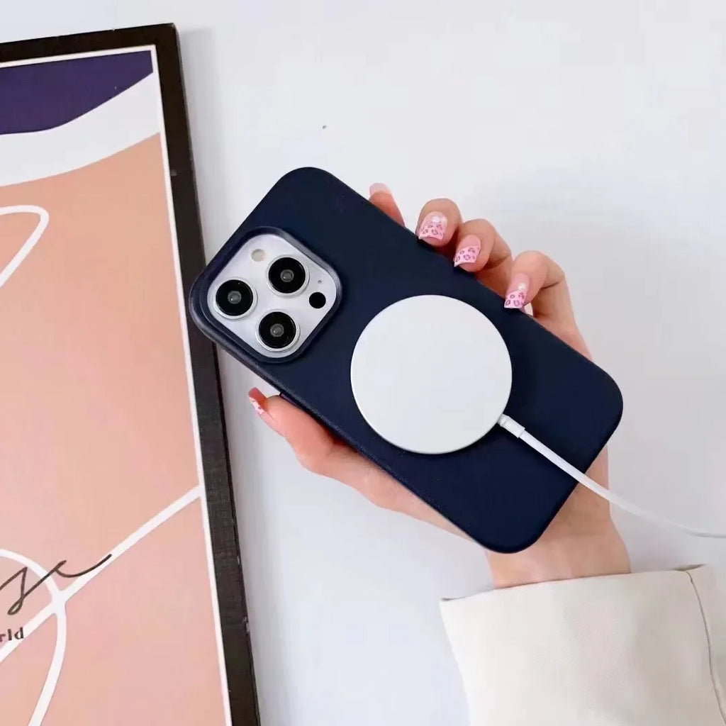 Luxury MagSafe Case for Apple iPhone 17 Pro Max 16 13 12 14 15 Plus Leather Official Style MacSafe Magnetic i Phone Cover Etui