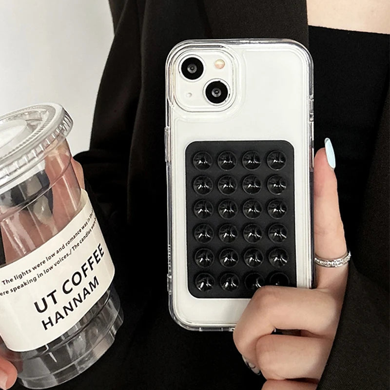 Phone Case For iPhone 17 16 15 14 Pro Max Air 16E 11 12 13 Pro Max 7 8 XR X 3D Suction Cup Airbag Transparent Shockproof Cover