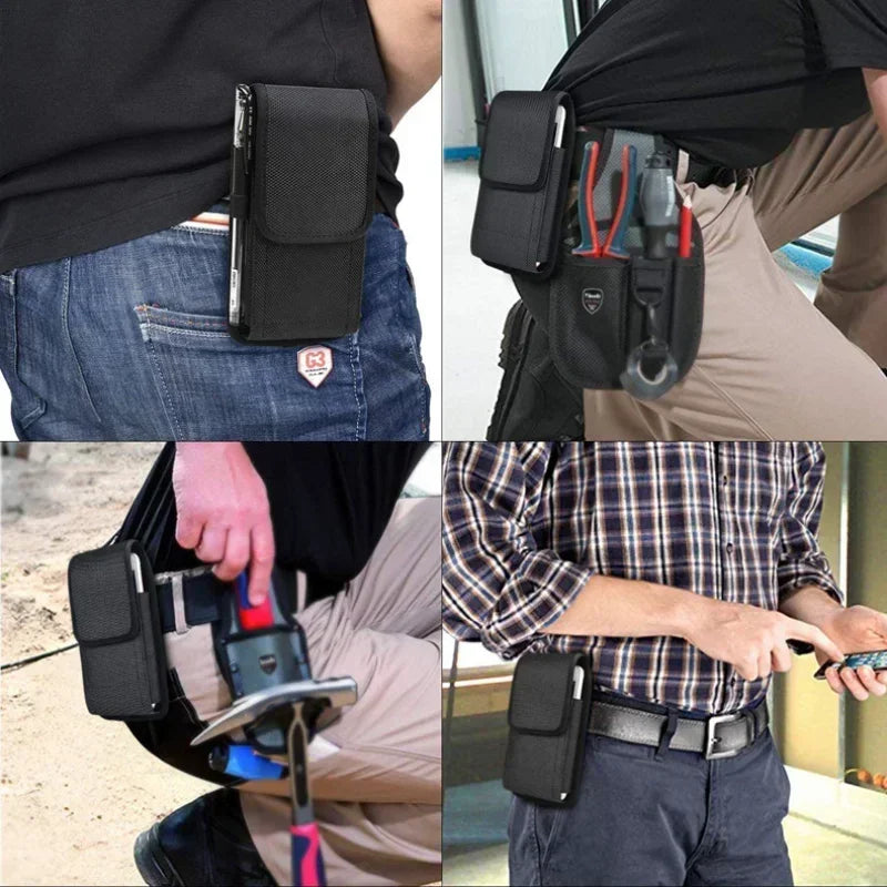 Mobile Phone Pocket Men Women Small Nylon Cell Phone Holster Storage Waist Fanny Pack Purse With BeltLoop Bum Bag 4 Size
