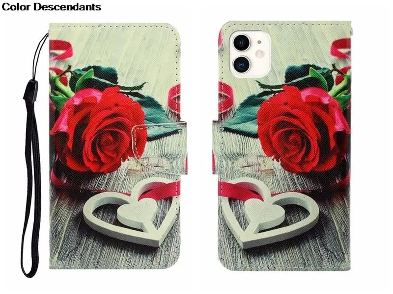 Painted Leather Case For iPhone 12 13 Pro Max mini SE 2020 15 Flip Wallet Card Slot Holder Phone Book Cover Flower Butterfly Cat