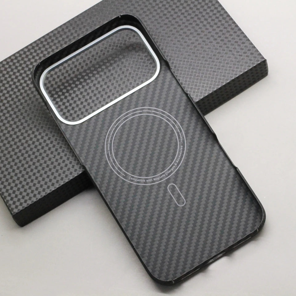 Amstar Magnetic Carbon Fiber Case for iPhone 17 Pro Max / 17 Pro Magsafe Case Aramid Fiber Magnetic Cover for iPhone 17 Air / 17