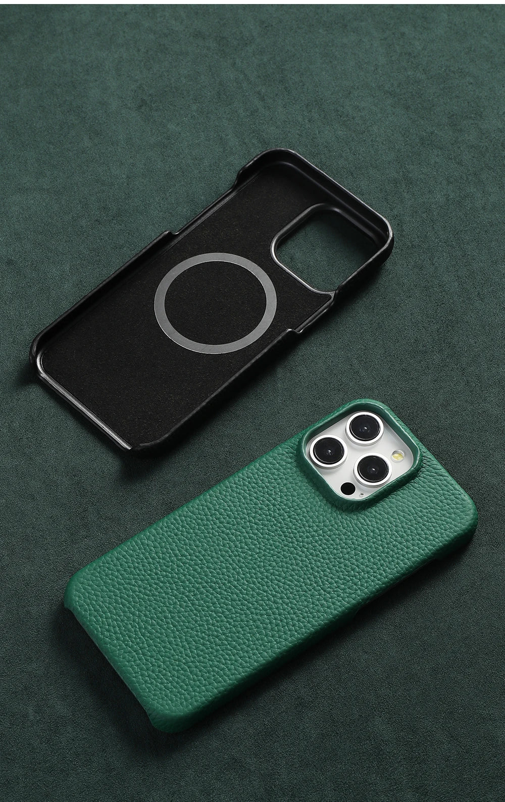 for Magsafe Case for iPhone 17 15 16 Pro Max Air 17Pro Natural Cowhide Lychee Leather Magnetic Protector Luxury Phone Back Cover