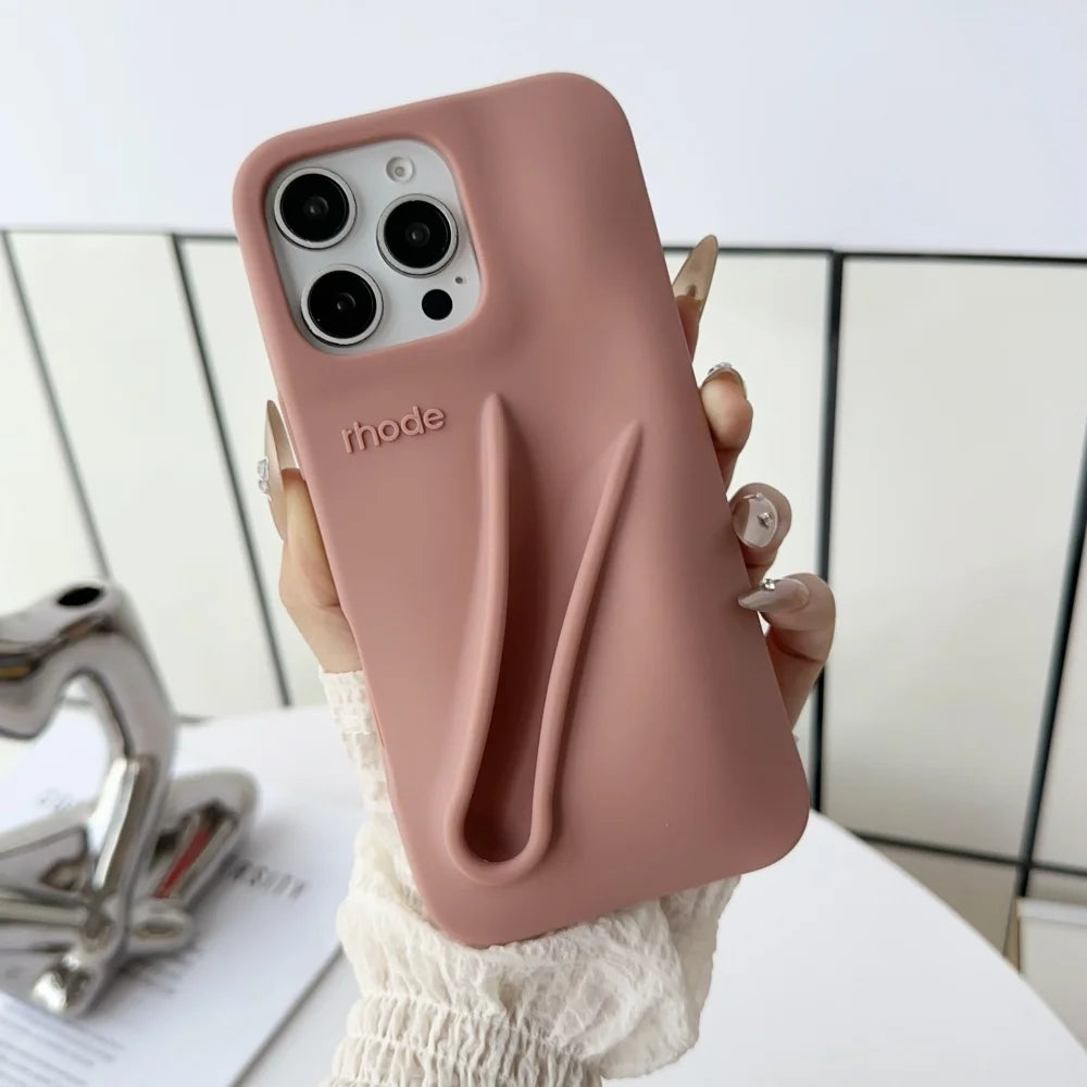 Rhode INS Hot New Color Lipstick Lip Holder Silicone Case For iPhone 17 Air 16 15 14 13 12 11 Pro Max Plus Soft Bumper Cover