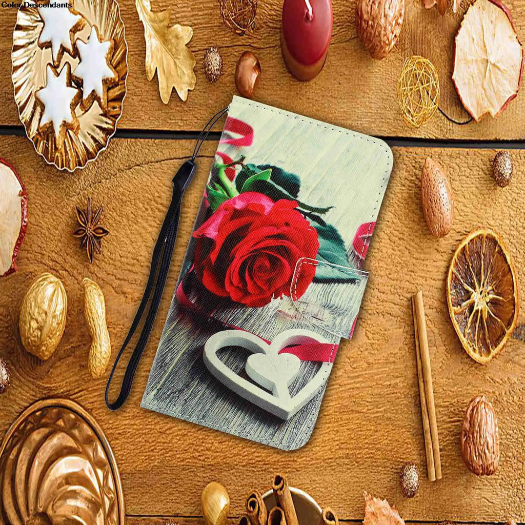 Painted Leather Case For iPhone 12 13 Pro Max mini SE 2020 15 Flip Wallet Card Slot Holder Phone Book Cover Flower Butterfly Cat