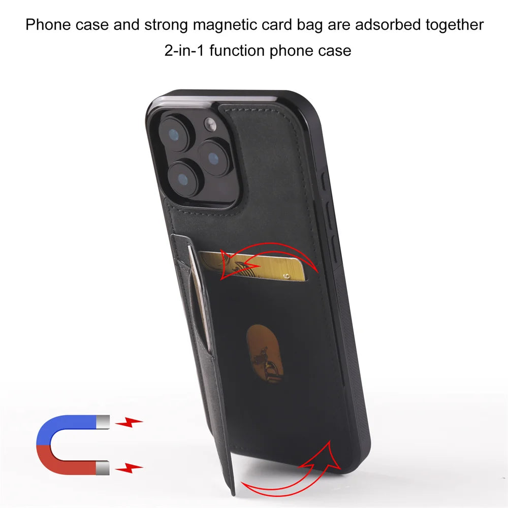 Luxury Leather Case For iPhone 16 15 14 13 12 11 Pro Max Case Cover For iPhone 16 15 14 Plus IP 16E 17 Air Phone Case Flip Cover