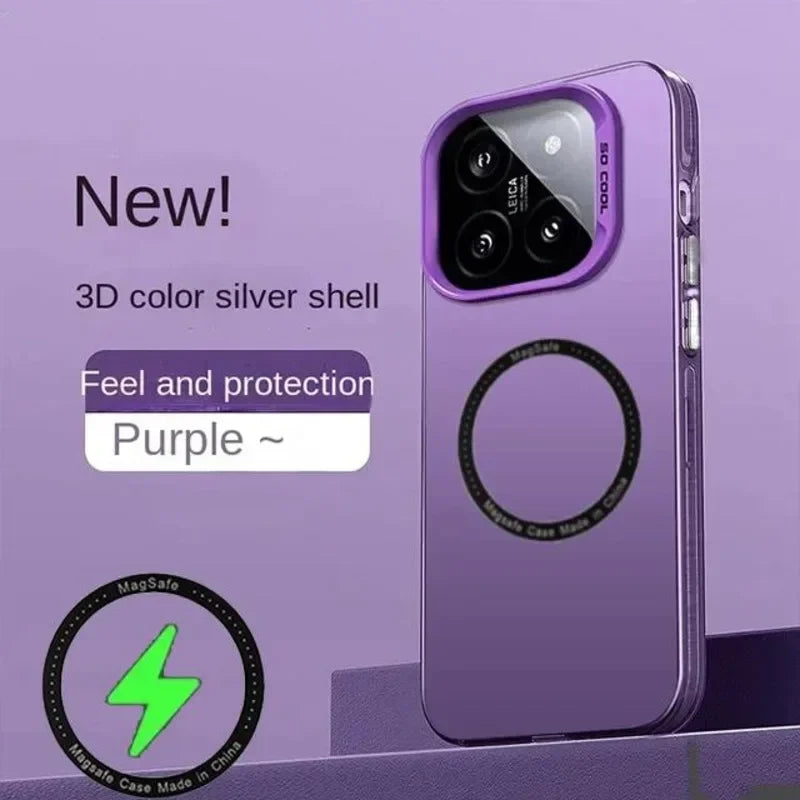 Luxury Magsafe Wireless Charging Matte Frosted Case For Xiaomi 15T 15TPro 15/14/13 T Ultra Pro Semi-Transparent Protection Cover